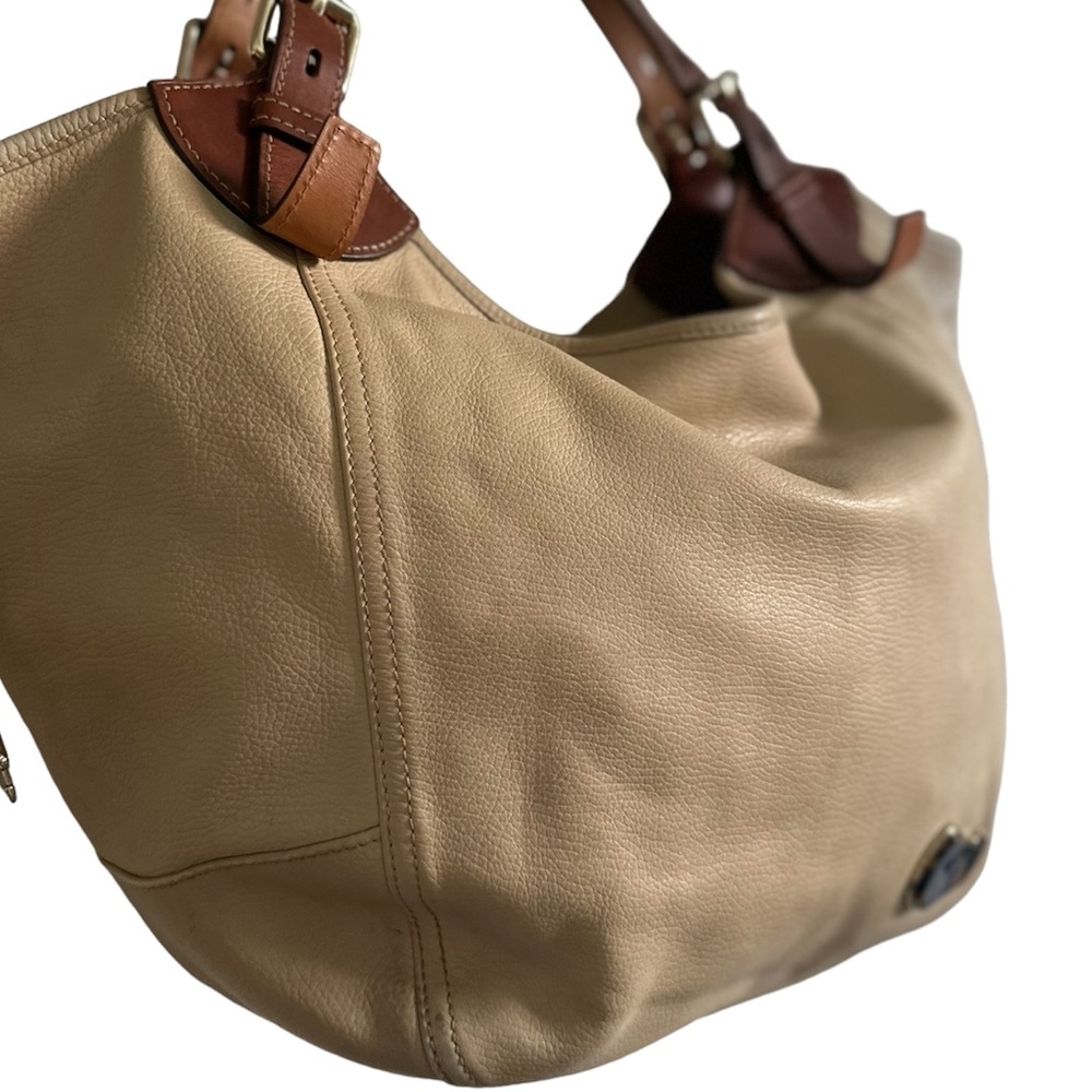 Dooney Bourke Large Tan Soft Pebbled Leather Handbag - Picture 3 of 8